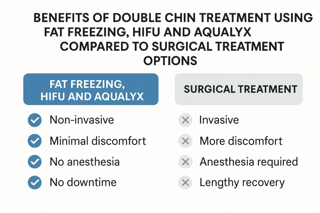Graphic about the benefits of double chin treatment Southend - from LA LIPO