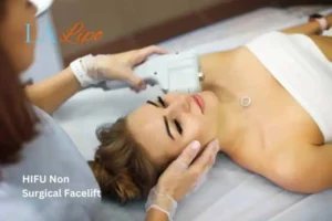 Woman having Hi-Fu to reduce wrinkles Southend.