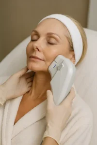 Woman receiving HIFU non surgical facelift treatment Southend