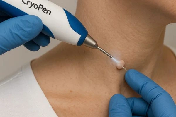 Person receiving Cryotherapy skin tag removal Southend